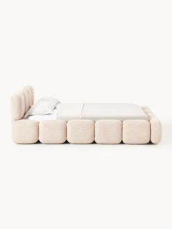 Clearance Cama tapizada en tejido bouclé con espacio de almacenamiento Tayla Camas Tapizadas|Camas