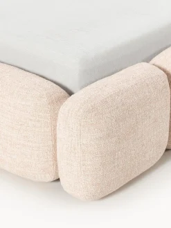 Clearance Cama tapizada en tejido bouclé con espacio de almacenamiento Tayla Camas Tapizadas|Camas