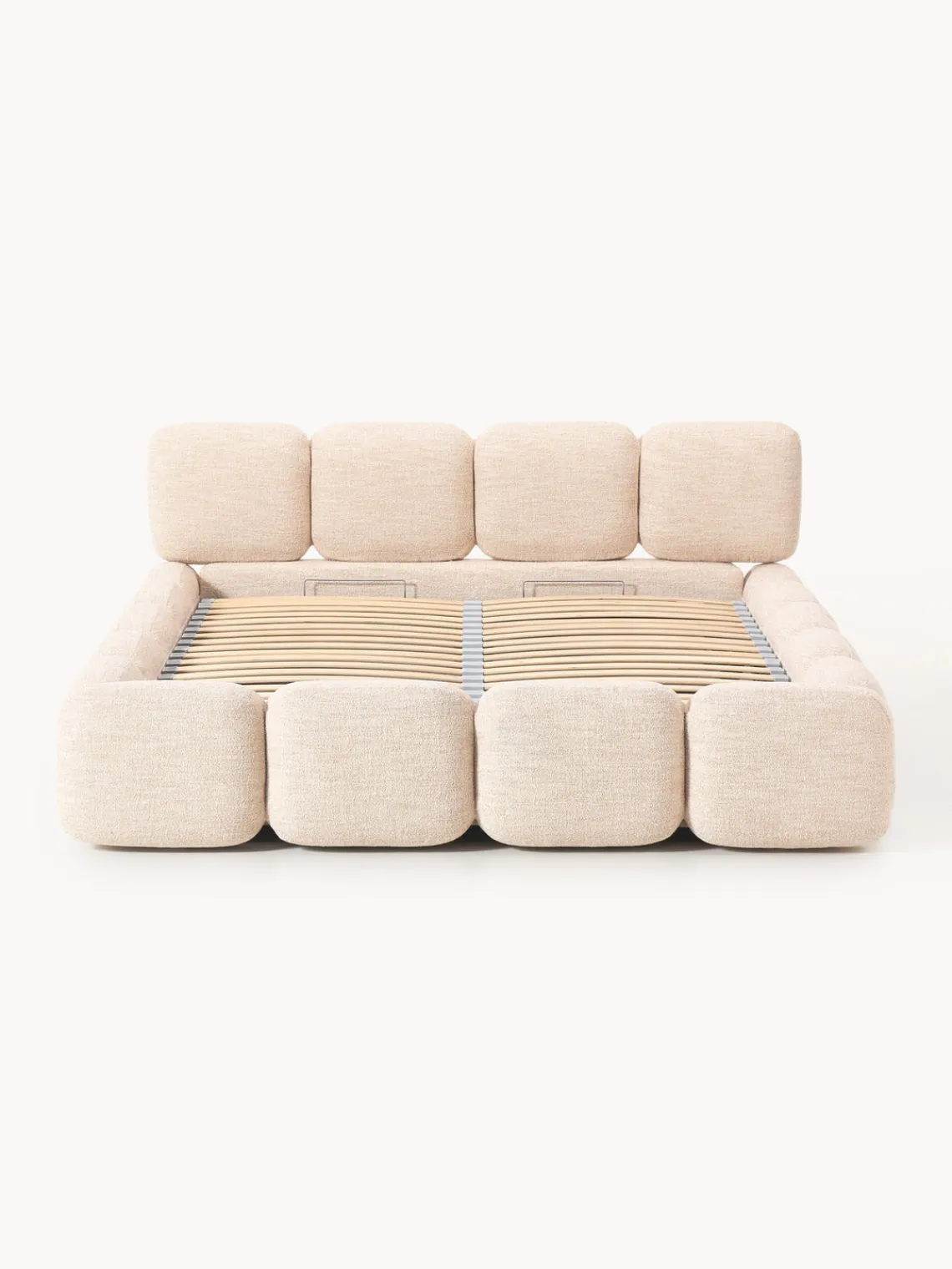 Clearance Cama tapizada en tejido bouclé con espacio de almacenamiento Tayla Camas Tapizadas|Camas