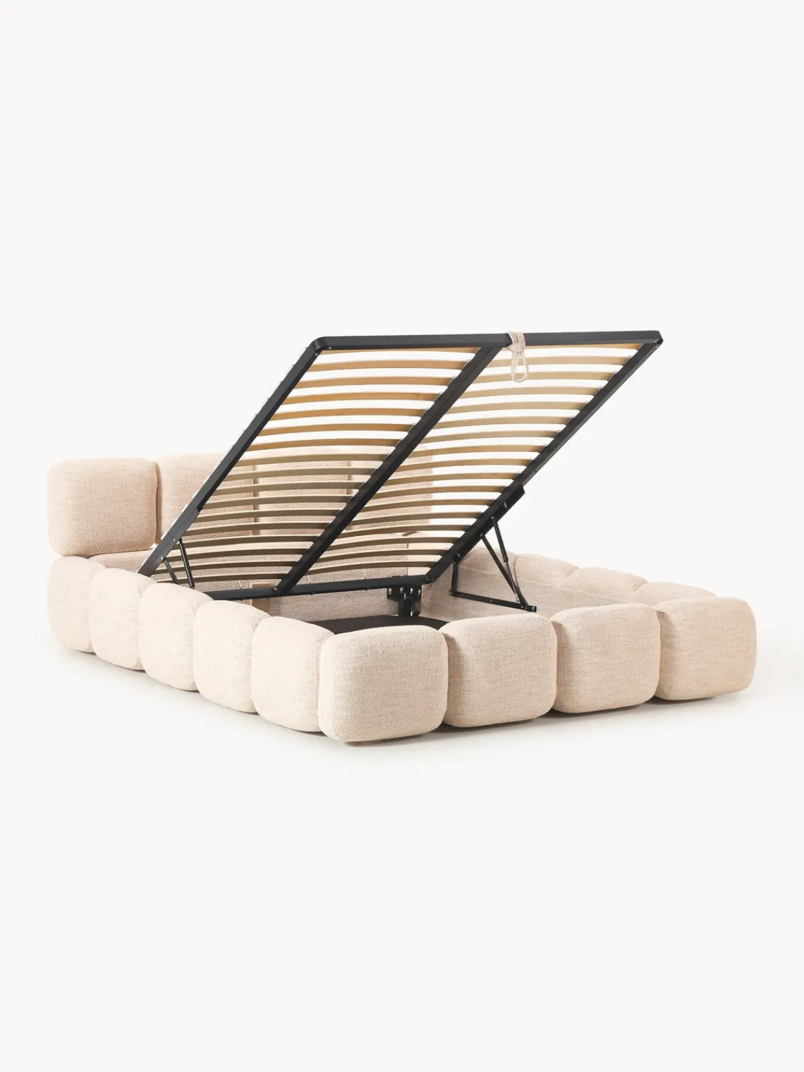 Clearance Cama tapizada en tejido bouclé con espacio de almacenamiento Tayla Camas Tapizadas|Camas