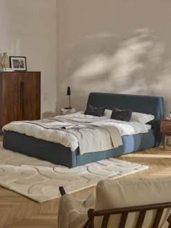 Camas Tapizadas|Camas>Westwing Collection Cama tapizada en tejido bouclé Cloud Bouclé gris azulado