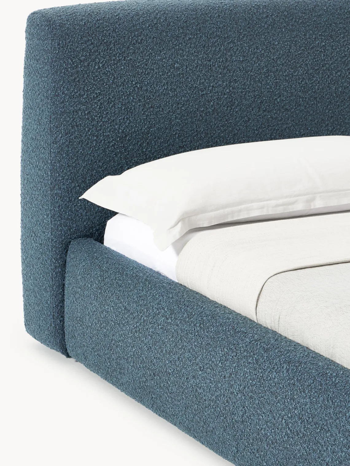 Camas Tapizadas|Camas>Westwing Collection Cama tapizada en tejido bouclé Cloud Bouclé gris azulado