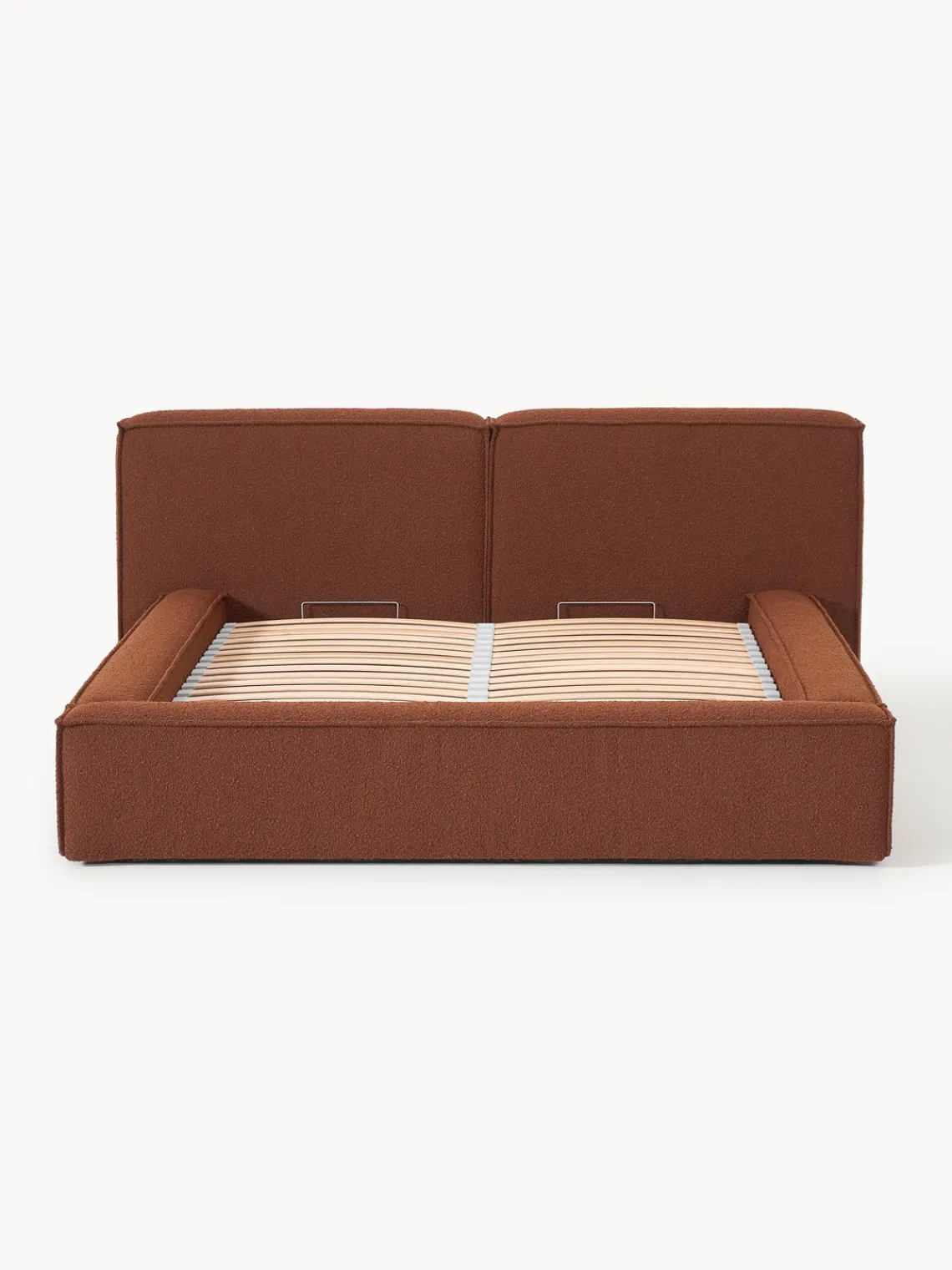 Clearance Cama tapizada en tejido bouclé Lennon, con espacio de almacenamiento Camas Tapizadas|Camas