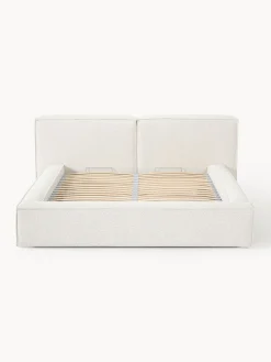 Outlet Cama tapizada en tejido bouclé Lennon, con espacio de almacenamiento Camas Tapizadas|Camas