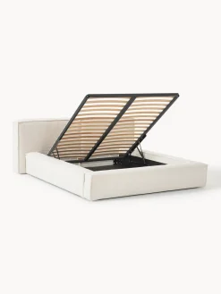 Outlet Cama tapizada en tejido bouclé Lennon, con espacio de almacenamiento Camas Tapizadas|Camas