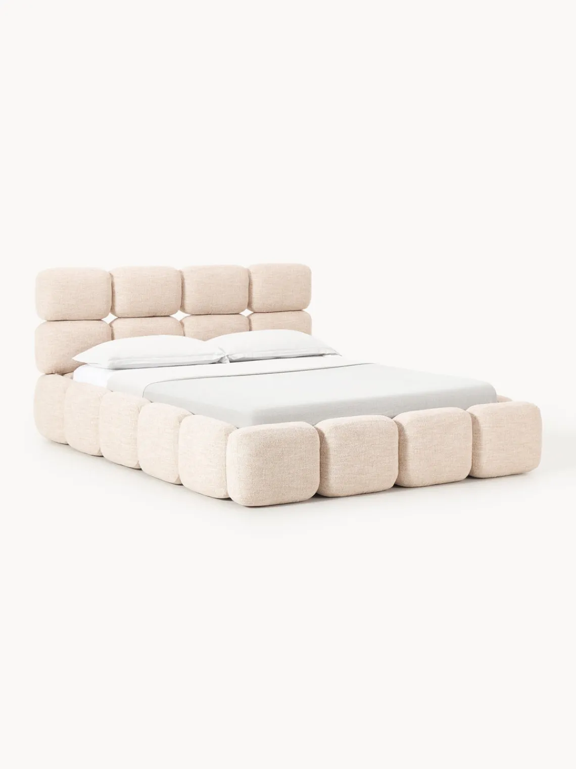 Hot Cama tapizada en tejido bouclé Tayla Camas Tapizadas|Camas