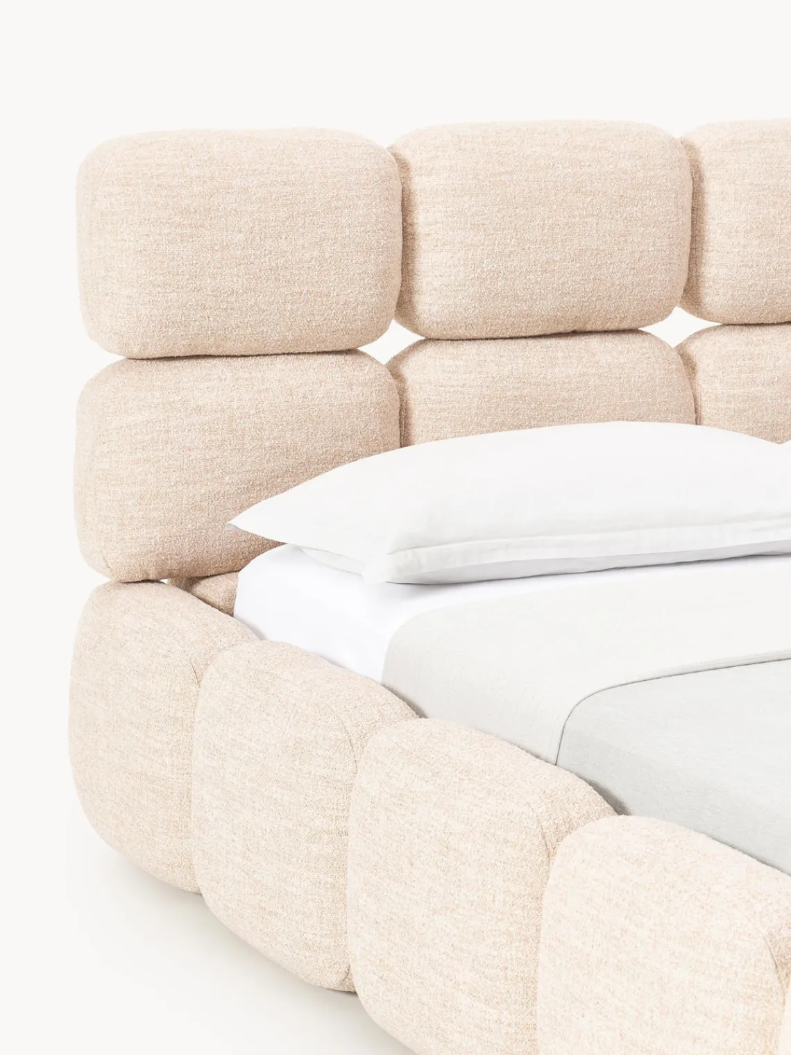 Hot Cama tapizada en tejido bouclé Tayla Camas Tapizadas|Camas