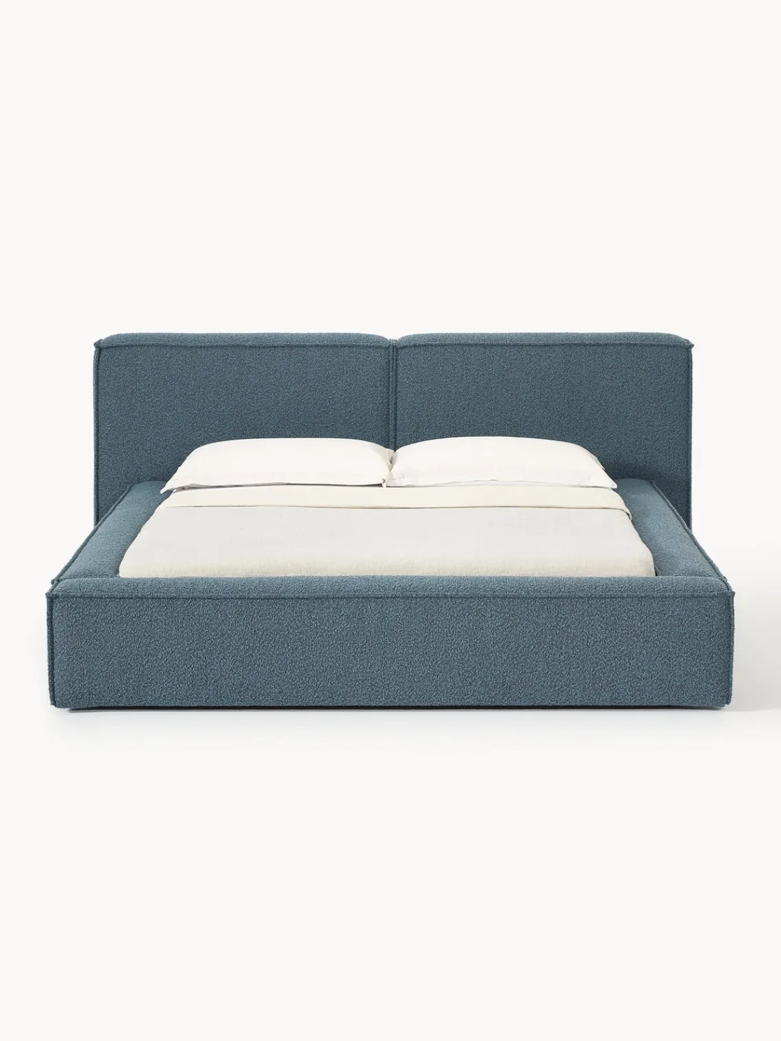 Clearance Cama tapizada en tejido bouclé Lennon, con espacio de almacenamiento Camas Tapizadas|Camas