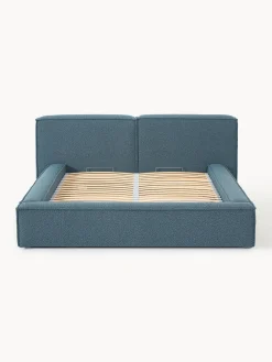Clearance Cama tapizada en tejido bouclé Lennon, con espacio de almacenamiento Camas Tapizadas|Camas
