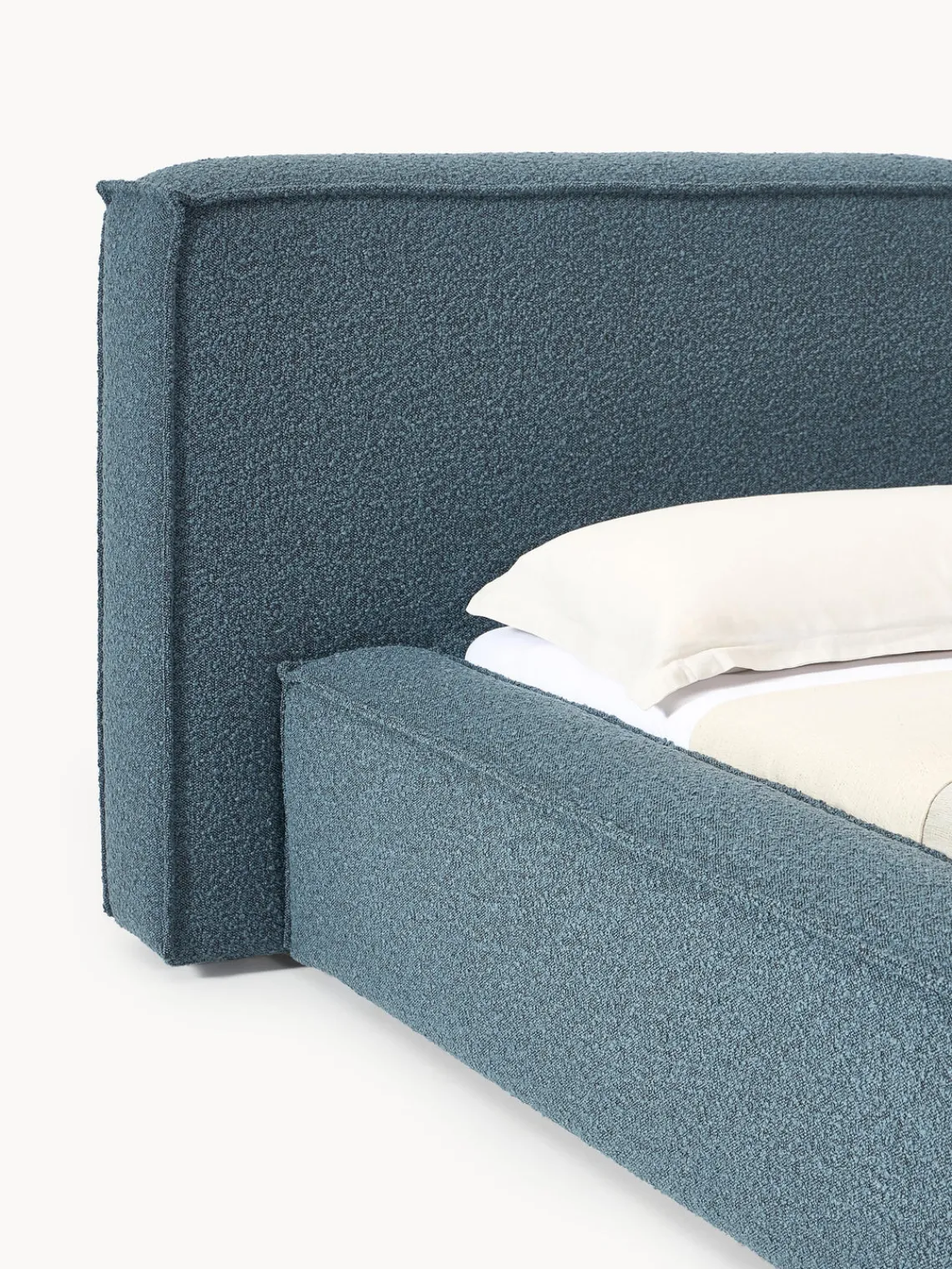 Clearance Cama tapizada en tejido bouclé Lennon, con espacio de almacenamiento Camas Tapizadas|Camas