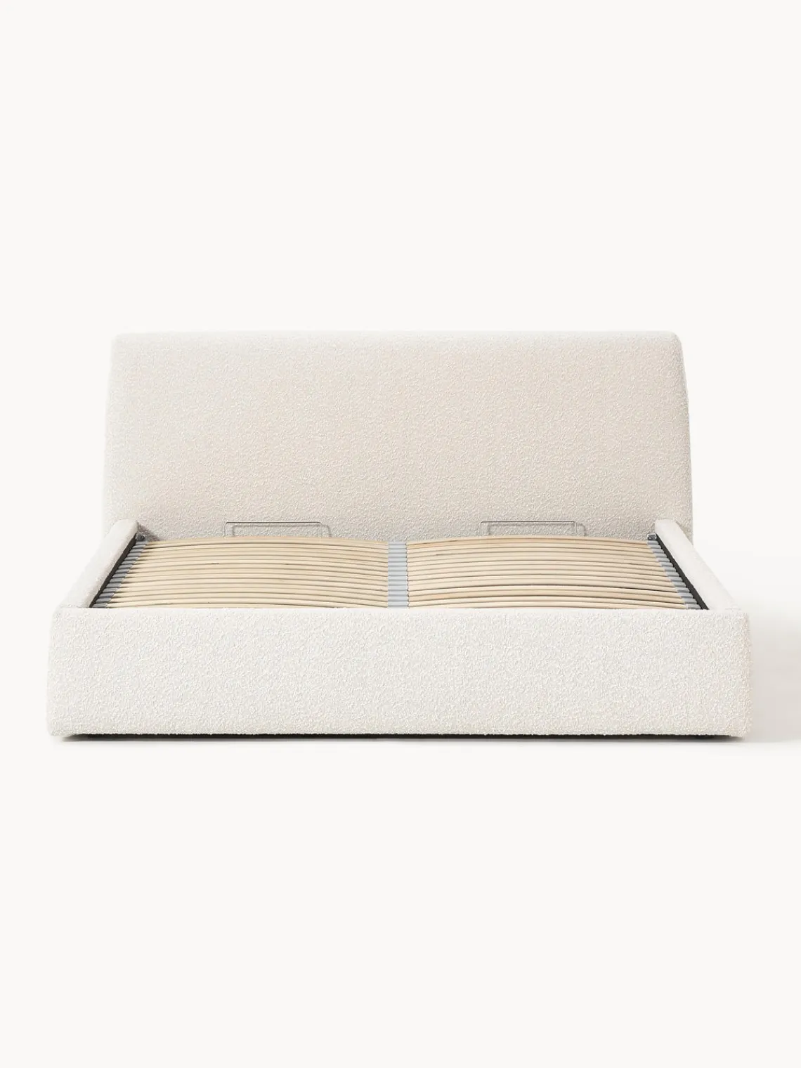 Camas Tapizadas|Camas>Westwing Collection Cama tapizada en tejido bouclé con espacio de almacenaje Cloud Bouclé blanco Off White