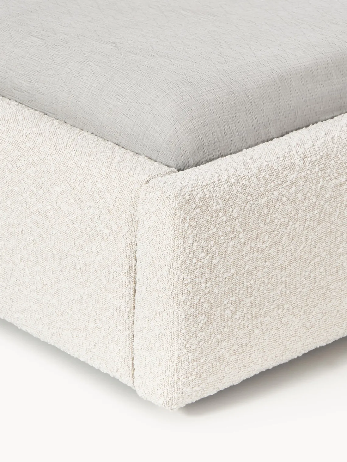 Camas Tapizadas|Camas>Westwing Collection Cama tapizada en tejido bouclé con espacio de almacenaje Cloud Bouclé blanco Off White
