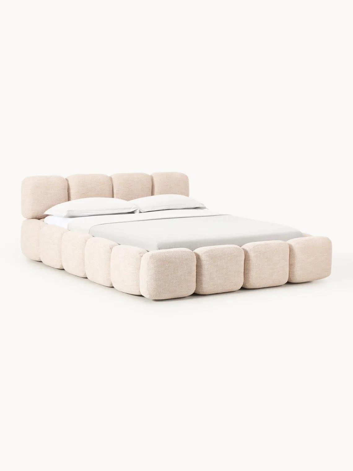 Outlet Cama tapizada en tejido bouclé Tayla Camas Tapizadas|Camas