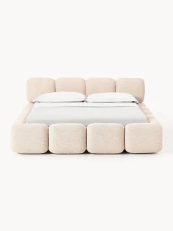 Outlet Cama tapizada en tejido bouclé Tayla Camas Tapizadas|Camas
