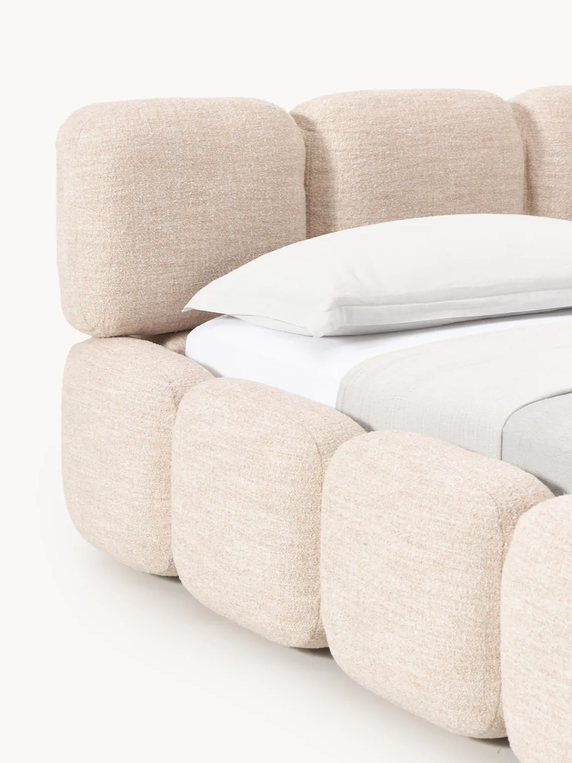 Outlet Cama tapizada en tejido bouclé Tayla Camas Tapizadas|Camas