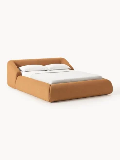 Camas Tapizadas|Camas>Westwing Collection Cama tapizada en tejido bouclé Sofia Bouclé marrón claro