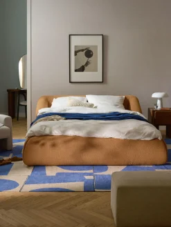 Camas Tapizadas|Camas>Westwing Collection Cama tapizada en tejido bouclé Sofia Bouclé marrón claro