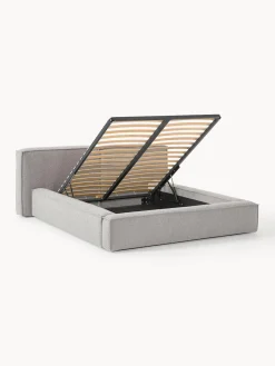 Camas Tapizadas|Camas></noscript>Westwing Collection Cama tapizada en tejido bouclé con espacio de almacenamiento Lennon Bouclé gris