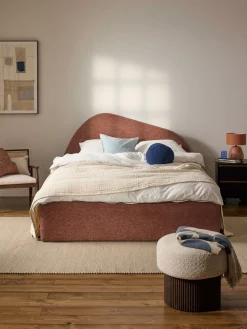 Camas Tapizadas|Camas>Westwing Collection Cama tapizada en tejido bouclé Gary Bouclé rojo óxido