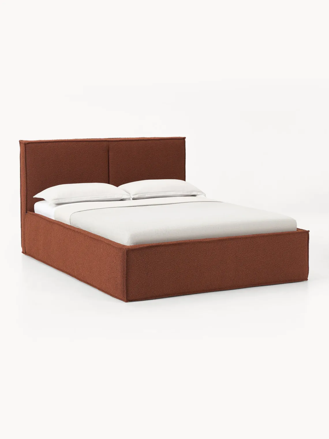 Camas Tapizadas|Camas>Westwing Collection Cama tapizada en tejido bouclé con espacio de almacenamiento Dream Bouclé terracota