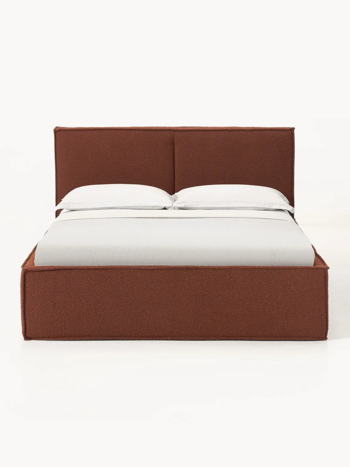 Camas Tapizadas|Camas>Westwing Collection Cama tapizada en tejido bouclé con espacio de almacenamiento Dream Bouclé terracota