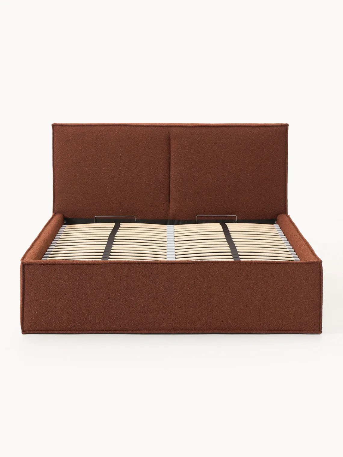 Camas Tapizadas|Camas>Westwing Collection Cama tapizada en tejido bouclé con espacio de almacenamiento Dream Bouclé terracota