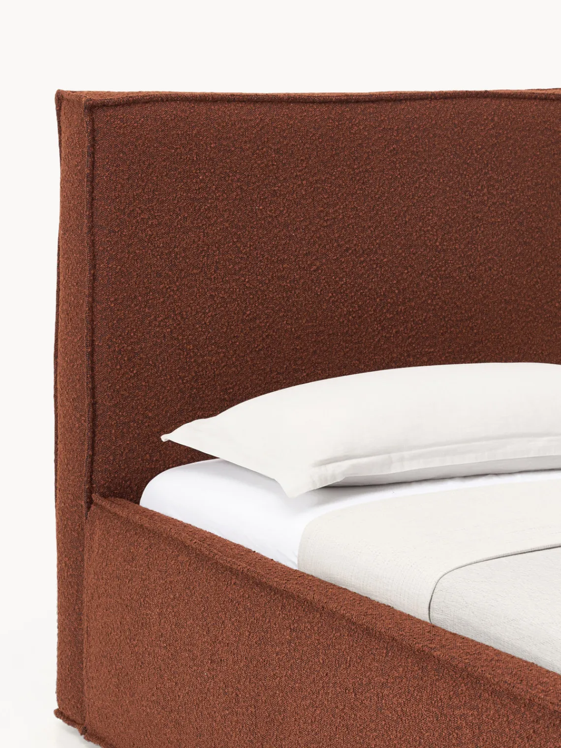 Camas Tapizadas|Camas>Westwing Collection Cama tapizada en tejido bouclé con espacio de almacenamiento Dream Bouclé terracota