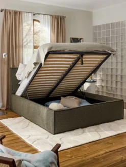 New Cama tapizada en tejido bouclé con espacio de almacenamiento Dream Camas Tapizadas|Camas