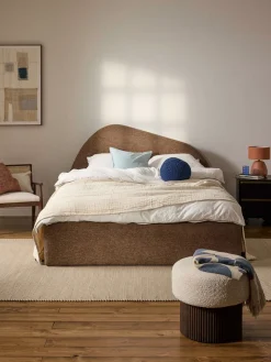 Camas Tapizadas|Camas>Westwing Collection Cama tapizada en tejido bouclé Gary Bouclé marrón