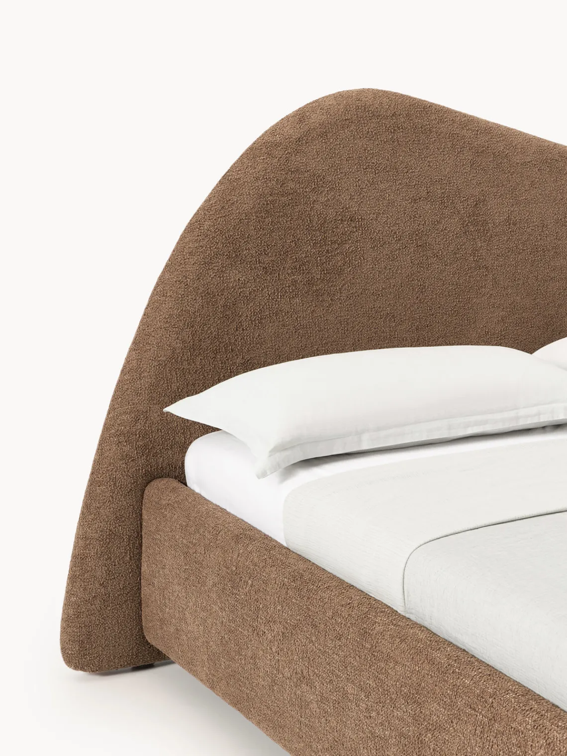 Camas Tapizadas|Camas>Westwing Collection Cama tapizada en tejido bouclé Gary Bouclé marrón