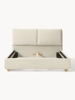 Camas Tapizadas|Camas></noscript>Westwing Collection Cama tapizada Laura Tejido blanco Off White, madera de roble