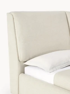 Camas Tapizadas|Camas></noscript>Westwing Collection Cama tapizada Laura Tejido blanco Off White, madera de roble