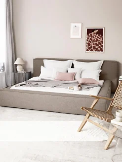 Camas Tapizadas|Camas>Westwing Collection Cama tapizada Lennon Tejido taupe