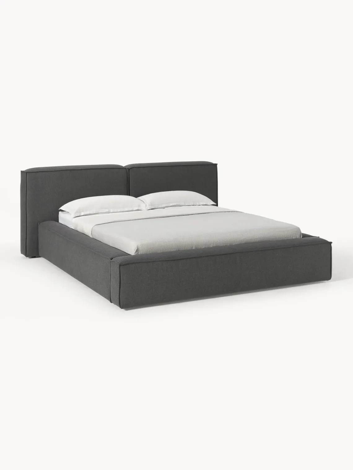 Camas Tapizadas|Camas>Westwing Collection Cama tapizada Lennon Tejido gris antracita