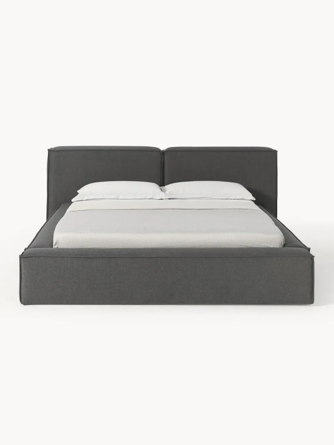 Camas Tapizadas|Camas>Westwing Collection Cama tapizada Lennon, con espacio de almacenamiento Tejido gris antracita