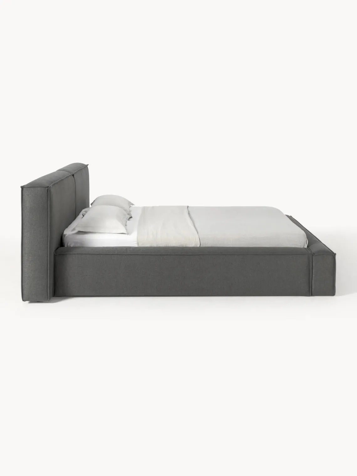 Camas Tapizadas|Camas>Westwing Collection Cama tapizada Lennon, con espacio de almacenamiento Tejido gris antracita