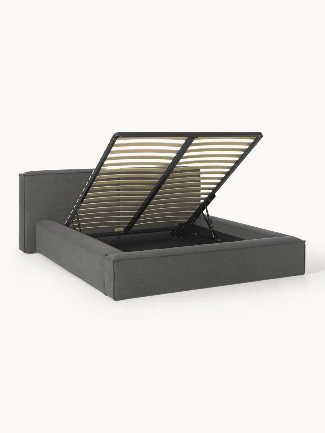 Camas Tapizadas|Camas>Westwing Collection Cama tapizada Lennon, con espacio de almacenamiento Tejido gris antracita