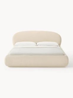 Hot Cama tapizada redondeada en tejido bouclé Alba Camas Tapizadas|Camas