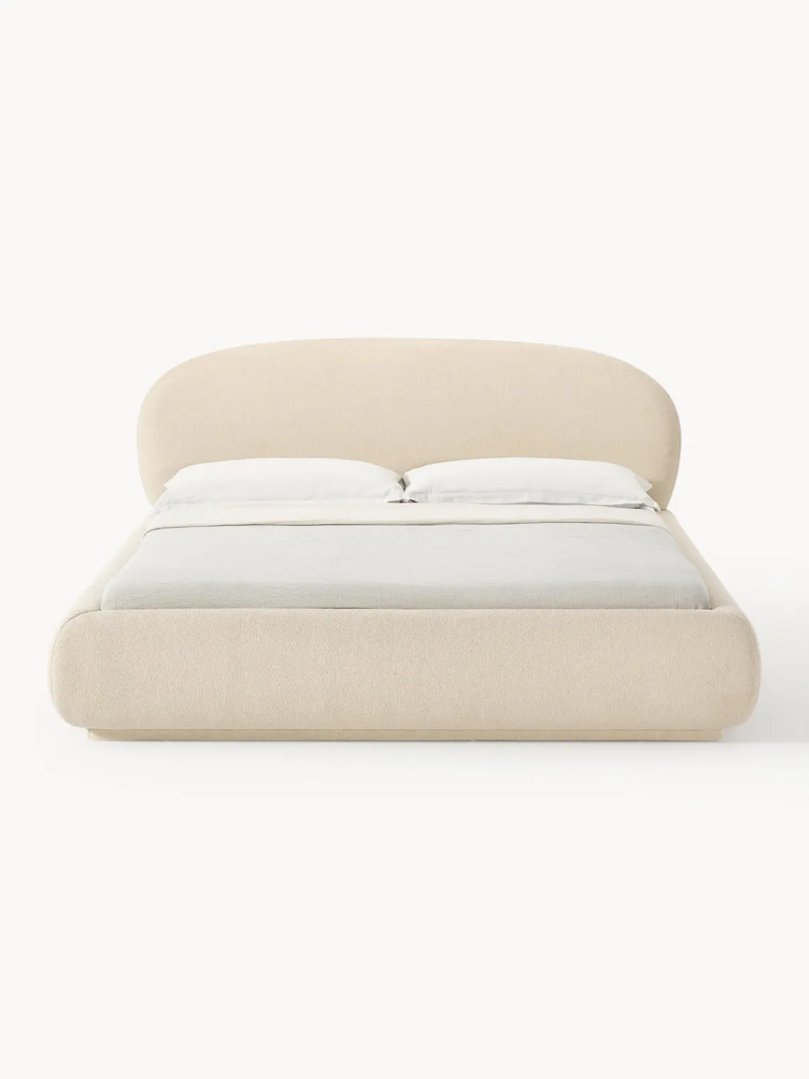 Hot Cama tapizada redondeada en tejido bouclé Alba Camas Tapizadas|Camas