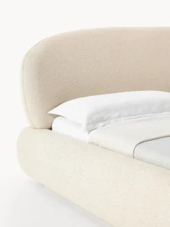 Hot Cama tapizada redondeada en tejido bouclé Alba Camas Tapizadas|Camas