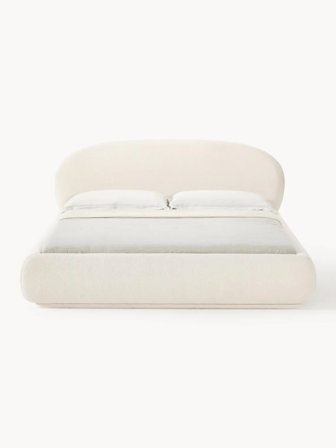 Camas Tapizadas|Camas>Westwing Collection Cama tapizada redondeada en tejido bouclé Alba Bouclé blanco Off White