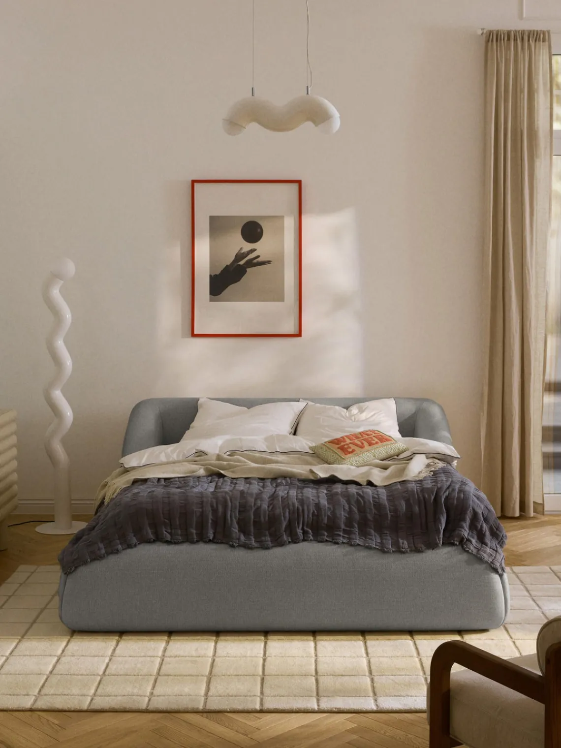 Camas Tapizadas|Camas>Westwing Collection Cama tapizada Sofia Tejido gris