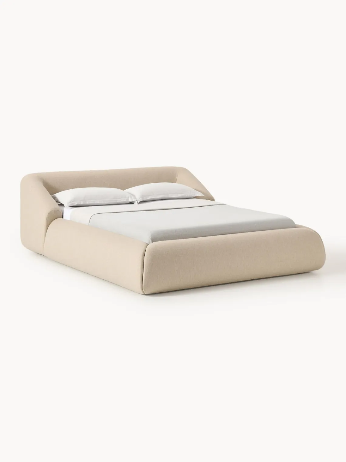 Camas Tapizadas|Camas>Westwing Collection Cama tapizada Sofia Tejido grueso beige claro