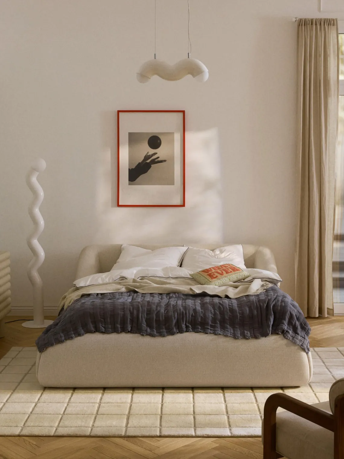 Camas Tapizadas|Camas>Westwing Collection Cama tapizada Sofia Tejido grueso beige claro