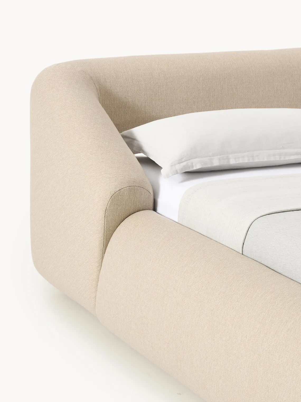 Camas Tapizadas|Camas>Westwing Collection Cama tapizada Sofia Tejido grueso beige claro