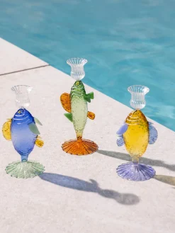 Discount Candelabro artesanal de vidrio borosilicato Fish Jarrones|Velas Y Candelabros