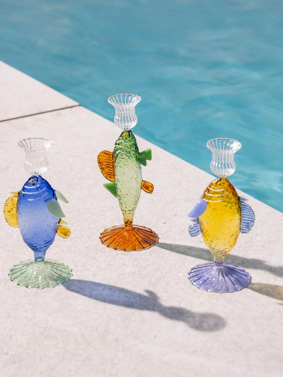 Discount Candelabro artesanal de vidrio borosilicato Fish Jarrones|Velas Y Candelabros