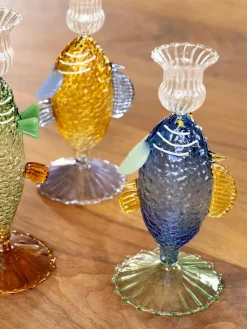 Discount Candelabro artesanal de vidrio borosilicato Fish Jarrones|Velas Y Candelabros
