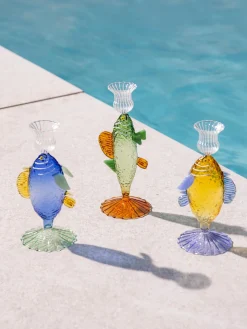 Discount Candelabro artesanal de vidrio borosilicato Fish Jarrones|Velas Y Candelabros
