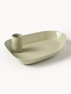 Candelabros|Jarrones>Broste Copenhagen Candelabro con bandeja Mie Beige claro brillante